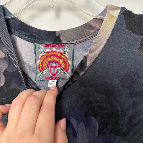 Johnny Was Grey Peony Long Sleeve Floral Dress - Picture 6 of 11